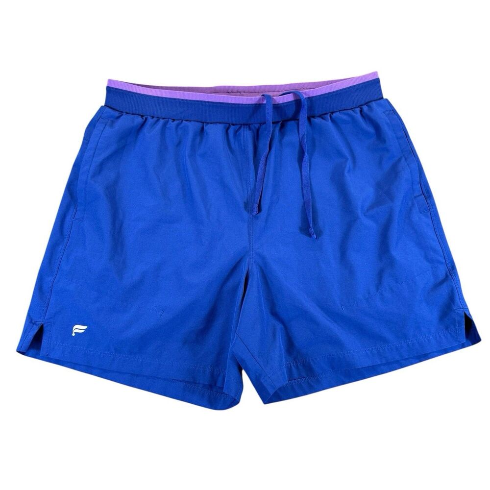 Fabletics L The One Short Lined 7" Mens Blue Zip Pocket Quick Dry Gym Towel Loop